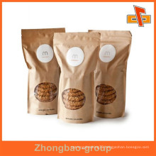moisture proof custom printed resealable kraft paper stand up packaging bags for cookies